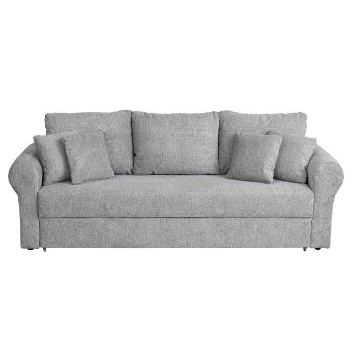 Canapea SARA II extensibila, 3 locuri, cu lada depozitare, gri, 235x90x75 cm