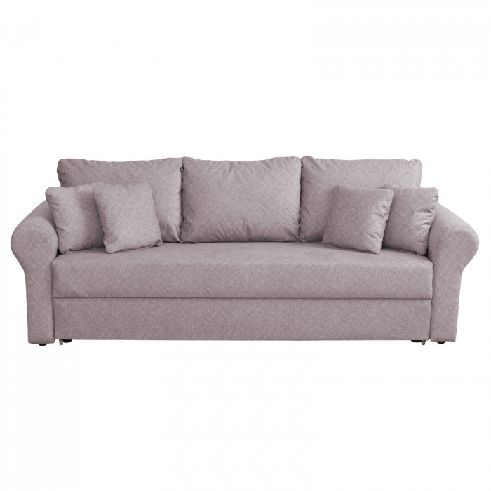 Canapea SARA II extensibila, 3 locuri, cu lada depozitare, mov prafuit, 235x90x75 cm