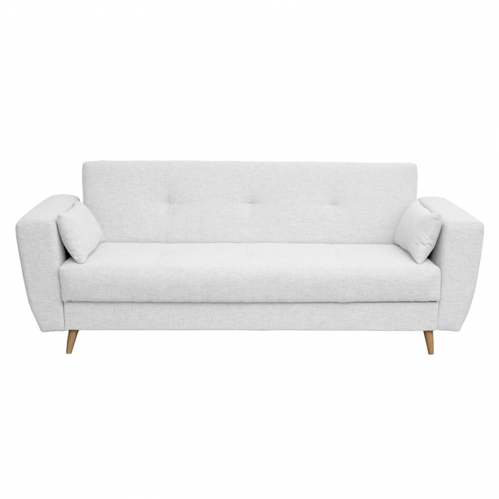 Canapea SIENA extensibila, 3 locuri, cu arcuri si lada depozitare, gri deschis, 230x87x92 cm