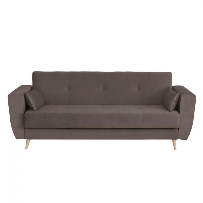 Canapea SIENA I extensibila, 3 locuri, cu arcuri si lada depozitare, maro, 225x85x95 cm