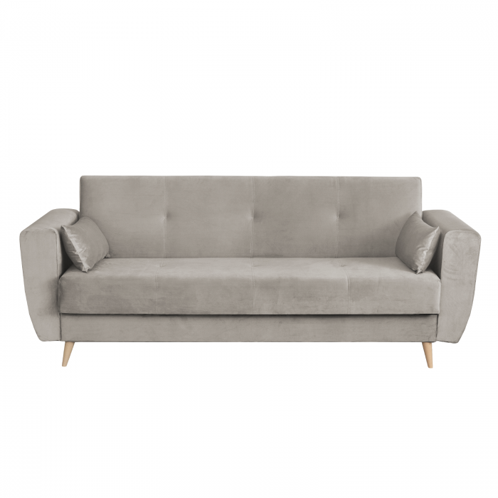 Canapea SIENA I extensibila, 3 locuri, cu arcuri si lada depozitare, bej, 225x85x95 cm