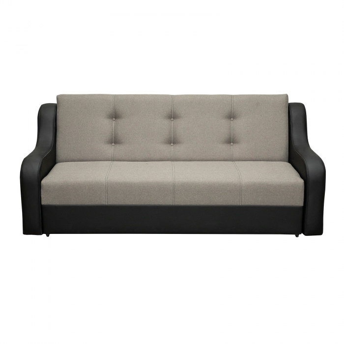Canapea valy extensibila, 3 locuri, cu lada depozitare, nisip, 215x90x95 cm