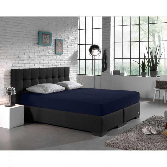 Cearsaf de pat dublu cu elastic Enkel, 160/180 x 200 cm, indigo - ExpoMob [2]