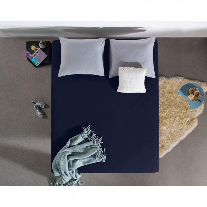 Cearsaf de pat dublu cu elastic Enkel, 160/180 x 200 cm, indigo - ExpoMob [3]