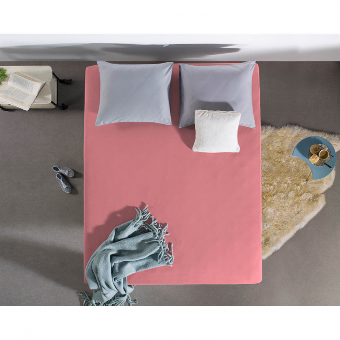 Cearsaf de pat dublu cu elastic Enkel, 160/180 x 200, roz - ExpoMob [3]