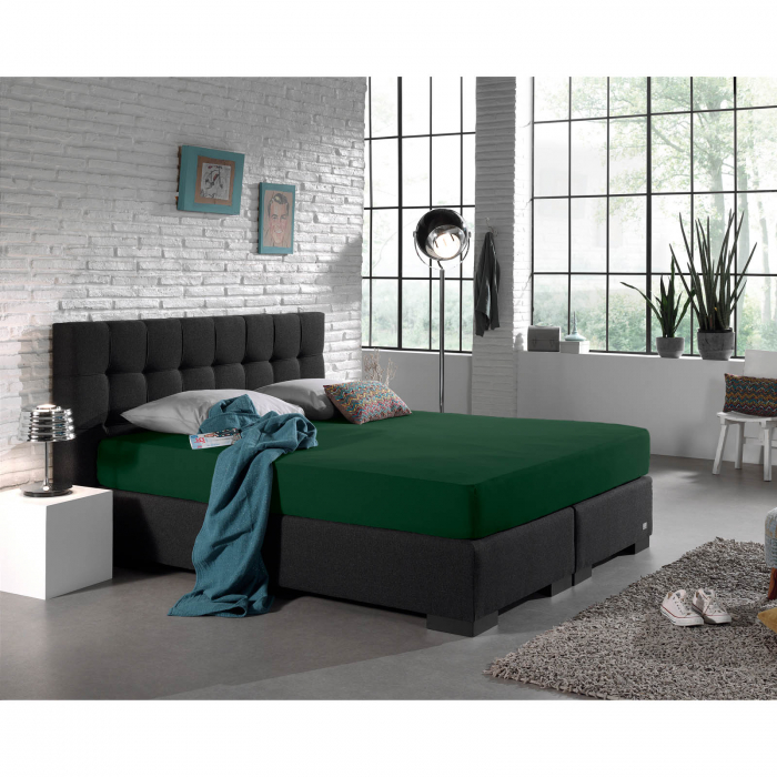 Cearsaf de pat dublu cu elastic Enkel, 160 180 x 200, verde