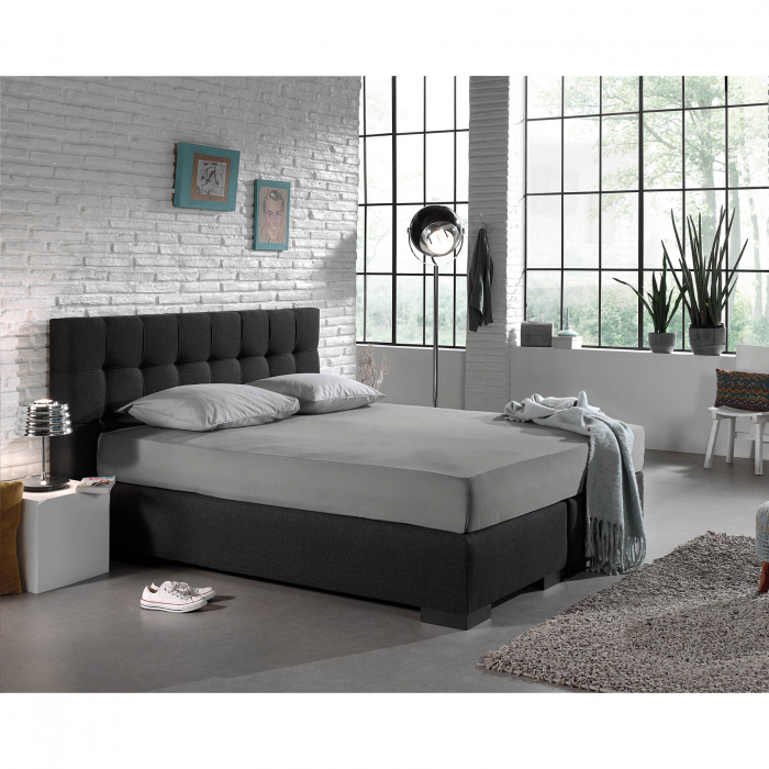 Cearsaf de pat dublu cu elastic Enkel, 190 200 x 200 220, gri