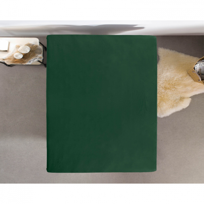 Cearsaf de pat dublu cu elastic Enkel, 190/200 x 200/220, verde - ExpoMob [4]