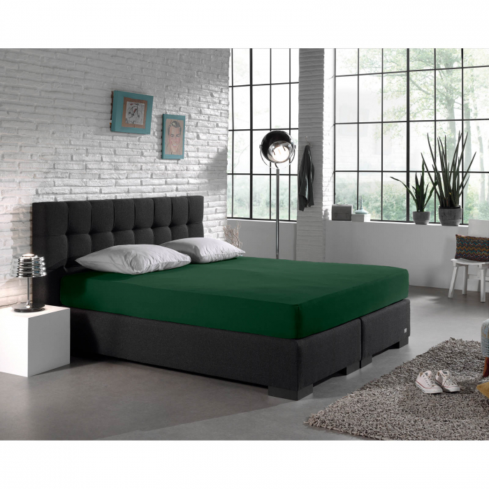 Cearsaf de pat dublu cu elastic Enkel, 190/200 x 200/220, verde - ExpoMob [2]