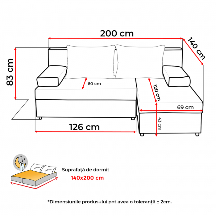 Coltar ANA extensibil, cu lada depozitare, colt interschimbabil, 200x140x83 cm [8]