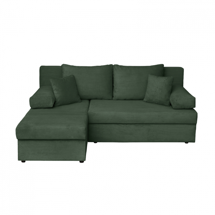 Coltar ANA LUX extensibil, cu lada depozitare, colt interschimbabil, verde smarald, 200x140x83 cm