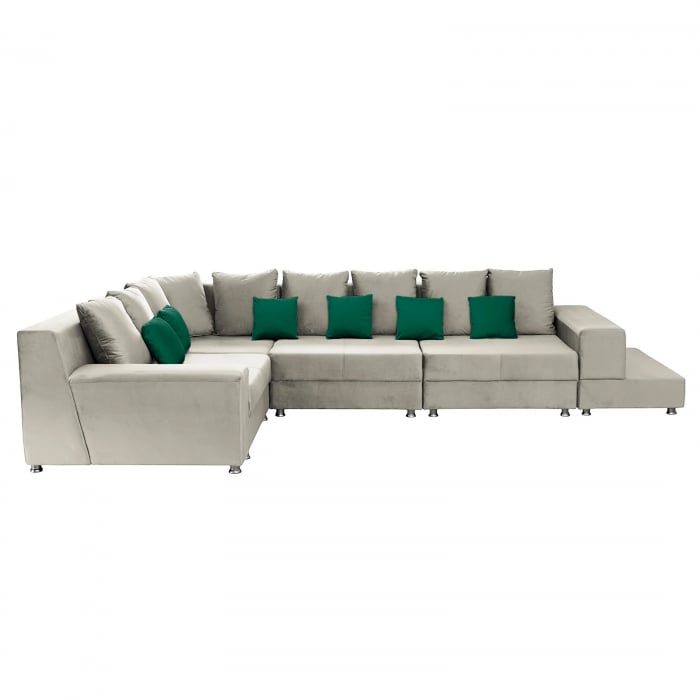 Coltar BIANCA modular, crem + verde, 250x390x80 cm