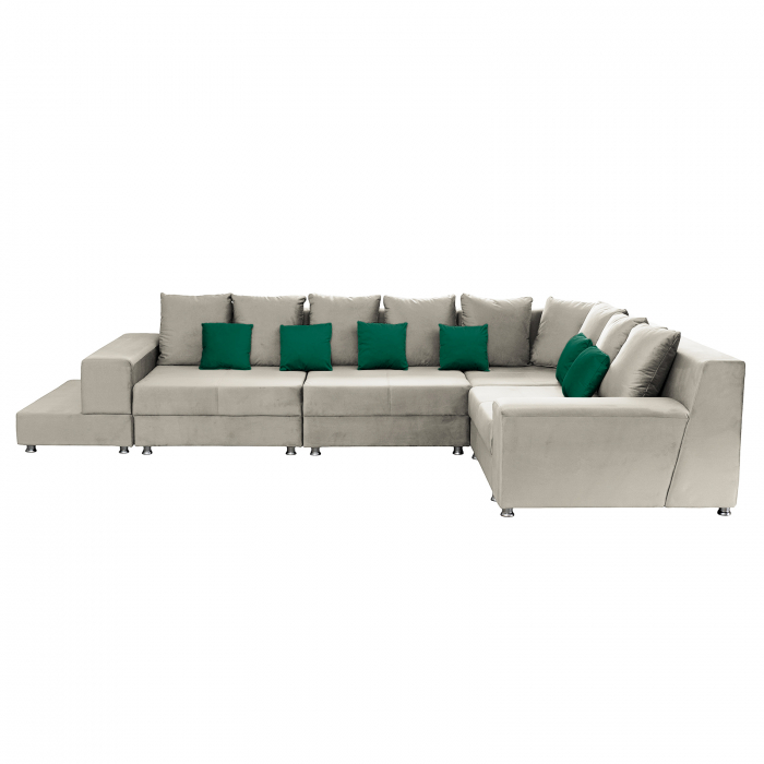 Coltar BIANCA modular, crem + verde, 250x390x80 cm