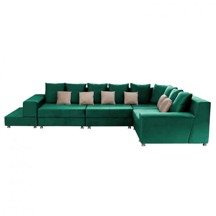 Coltar BIANCA modular, verde + crem, 250x390x80 cm