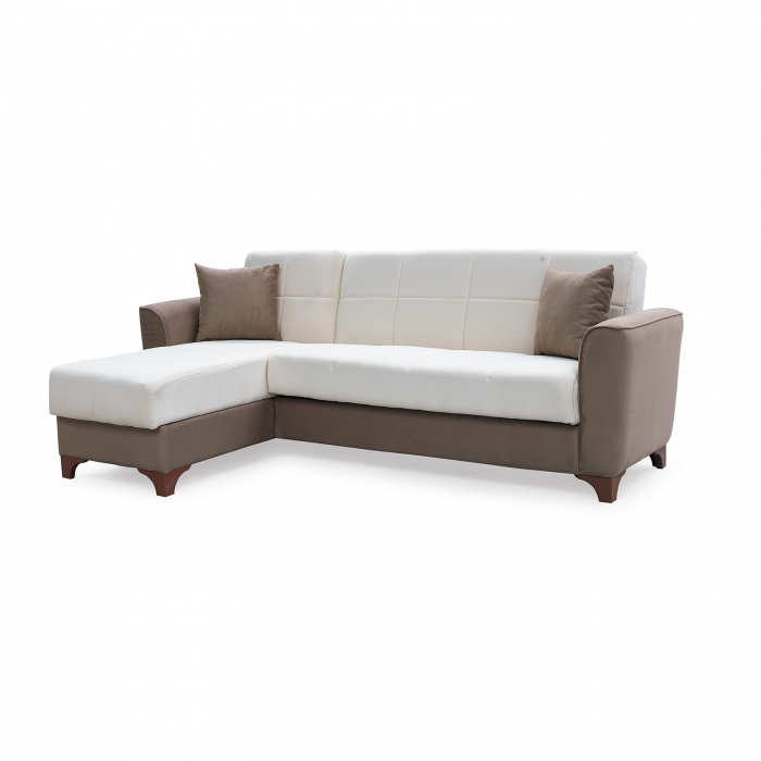 Coltar DUBLIN extensibil, cu lada depozitare, colt interschimbabil, gri, 236x146x80 cm - Expomob [2]