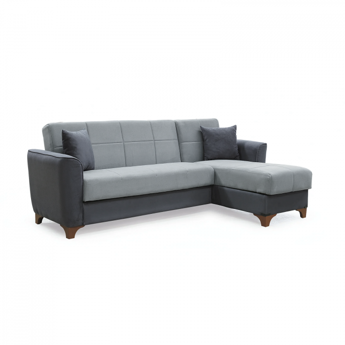 Coltar DUBLIN extensibil, cu lada depozitare, colt interschimbabil, gri, 236x146x80 cm - Expomob [6]