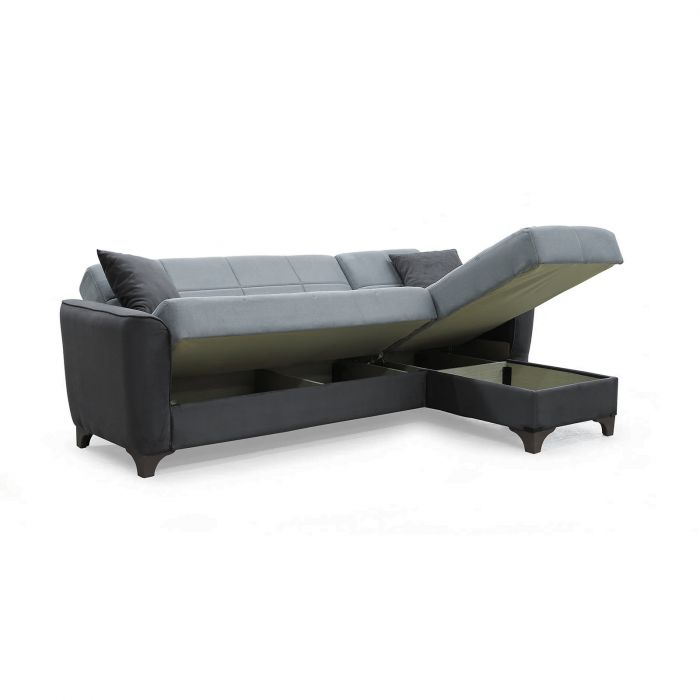 Coltar DUBLIN extensibil, cu lada depozitare, colt interschimbabil, gri, 236x146x80 cm - Expomob [8]