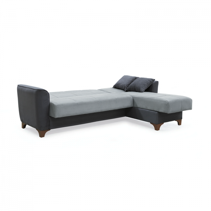 Coltar DUBLIN extensibil, cu lada depozitare, colt interschimbabil, gri, 236x146x80 cm - Expomob [7]