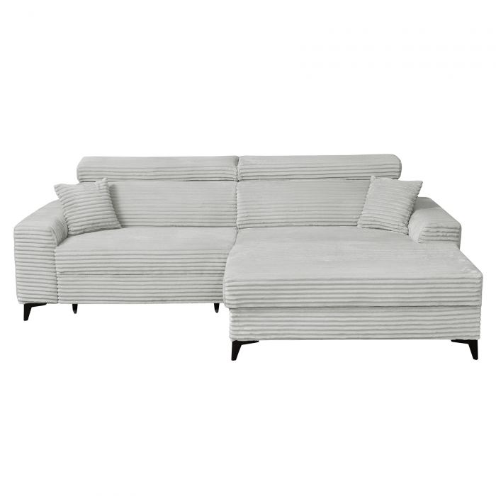 Coltar FLORIDA ONE T extensibil, cu arcuri si lada depozitare, colt dreapta, gri deschis, 280x175x95 cm