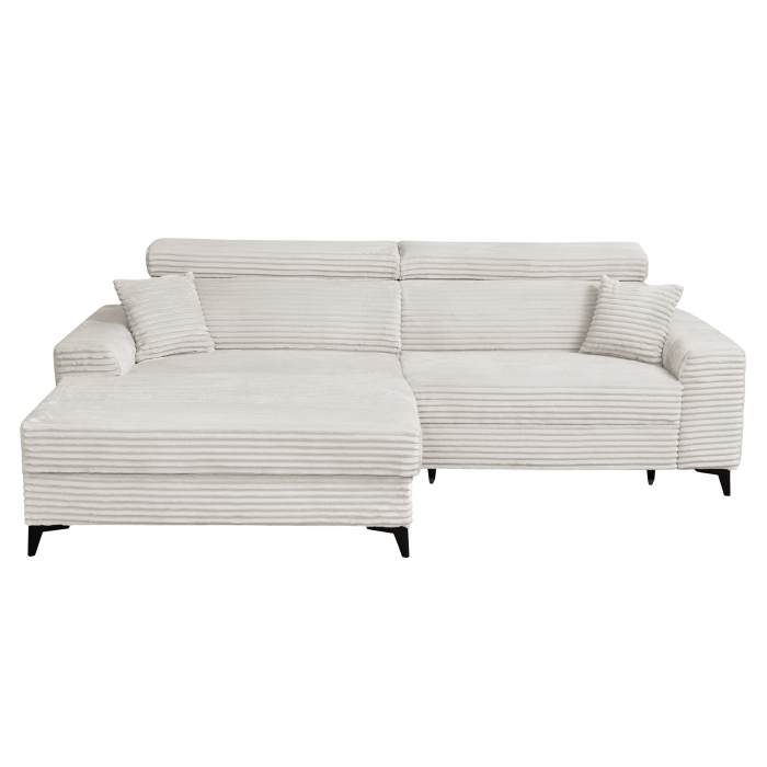 Coltar FLORIDA ONE T extensibil, cu arcuri si lada depozitare, colt stanga, bej, 280x175x95 cm