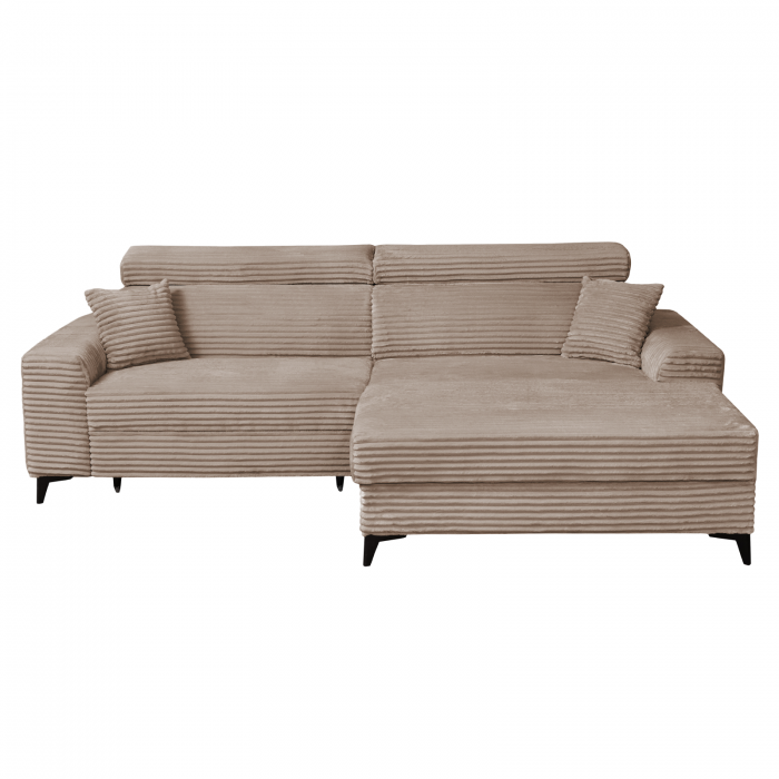 Coltar FLORIDA ONE T extensibil, cu arcuri si lada depozitare, colt dreapta, maro, 280x175x95 cm