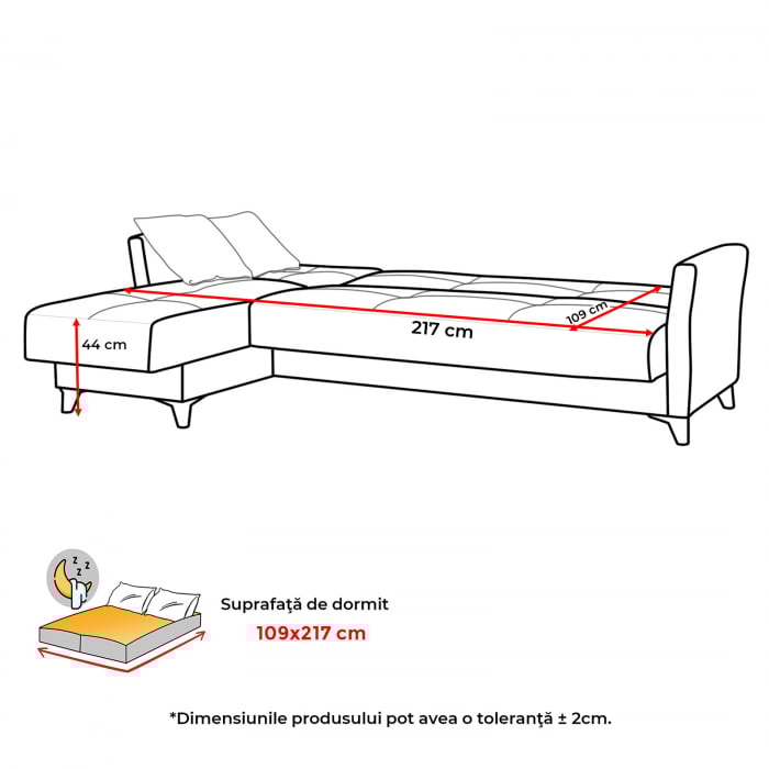 Coltar LOREN extensibil, cu lada depozitare, colt interschimbabil, 240x143x85 cm - ExpoMob [6]
