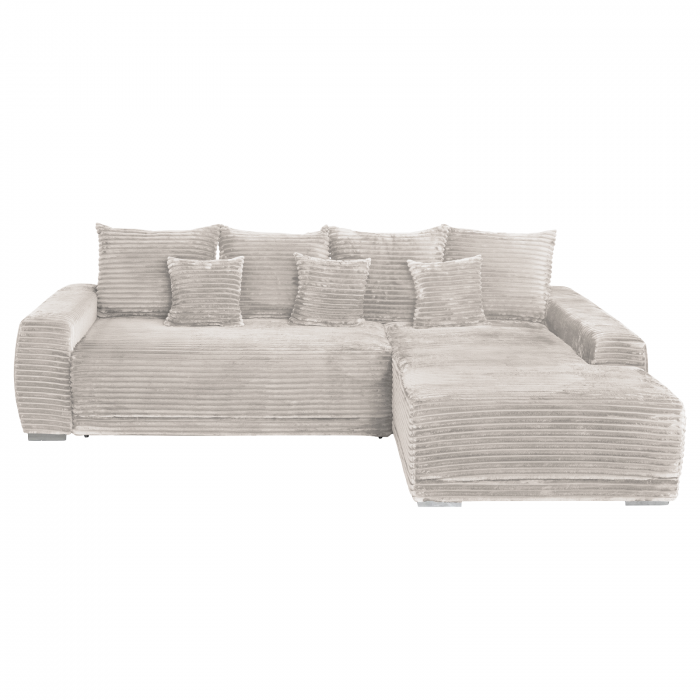 Coltar MARIBO T extensibil, cu arcuri si lada depozitare, colt dreapta, bej, 282x205x92 cm