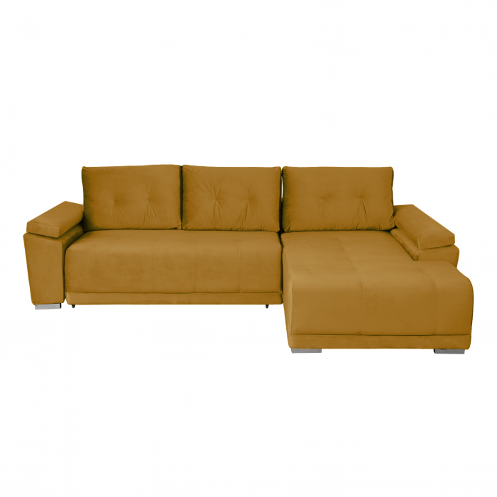 Coltar MODENA I extensibil, cu arcuri si lada depozitare, colt dreapta, galben, 282x205x92 cm