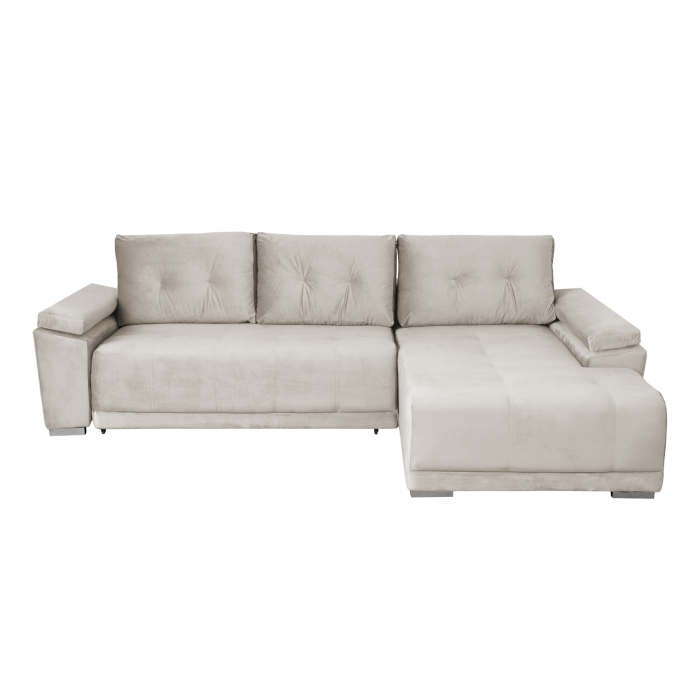 Coltar MODENA I extensibil, cu arcuri si lada depozitare, colt dreapta, bej deschis, 282x205x92 cm