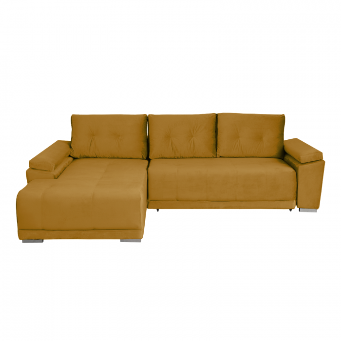 Coltar MODENA I extensibil, cu arcuri si lada depozitare, colt stanga, galben, 282x205x92 cm