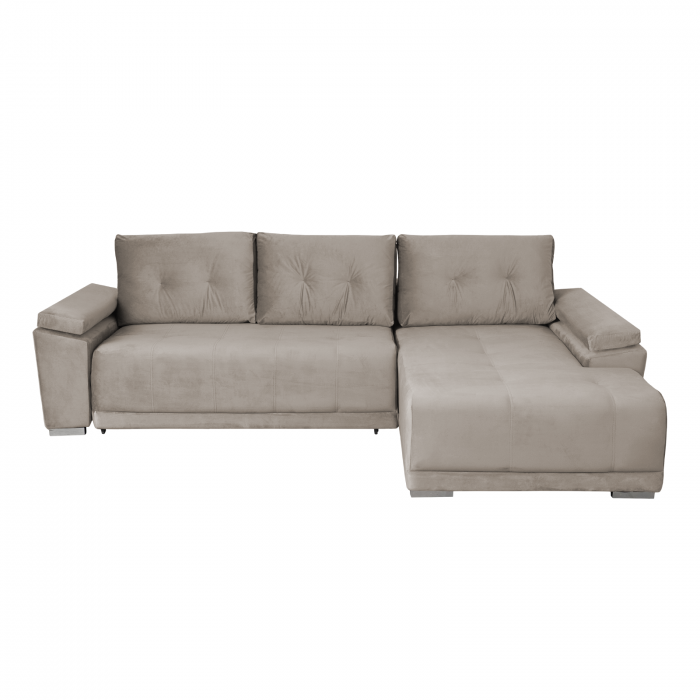 Coltar MODENA I extensibil, cu arcuri si lada depozitare, colt dreapta, bej, 282x205x92 cm