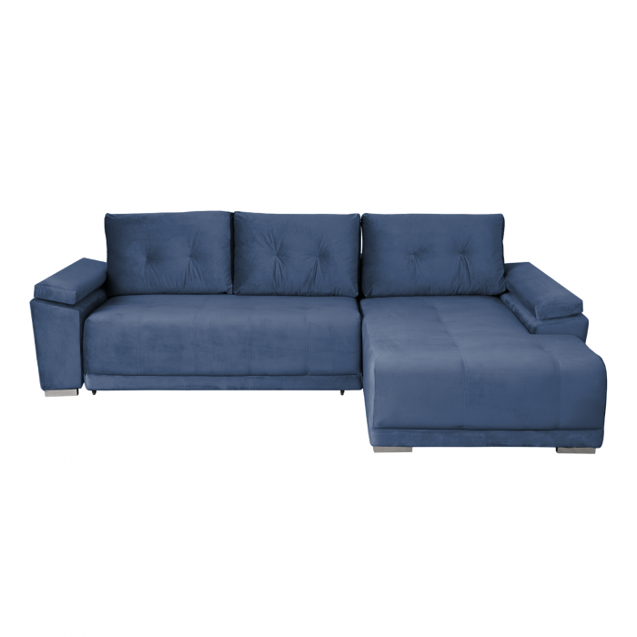 Coltar MODENA I extensibil, cu arcuri si lada depozitare, colt dreapta, albastru deschis, 282x205x92 cm