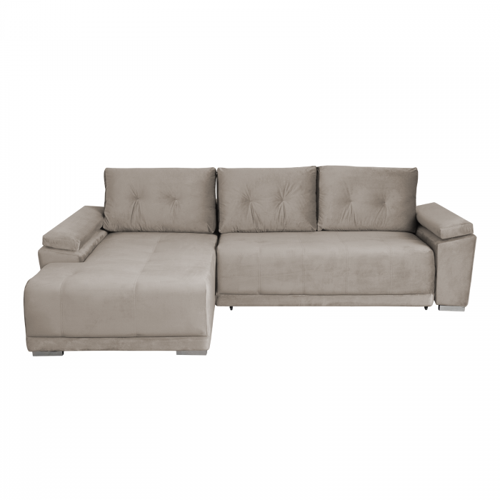 Coltar MODENA I extensibil, cu arcuri si lada depozitare, colt stanga, bej, 282x205x92 cm