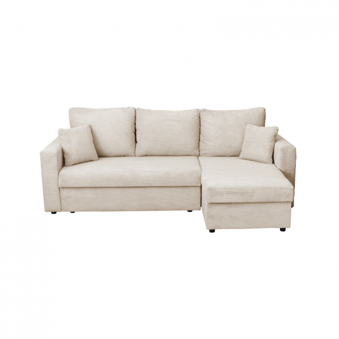 Coltar NICOLE LUX, cu lada depozitare, colt interschimbabil, bej, 225x145x82 cm