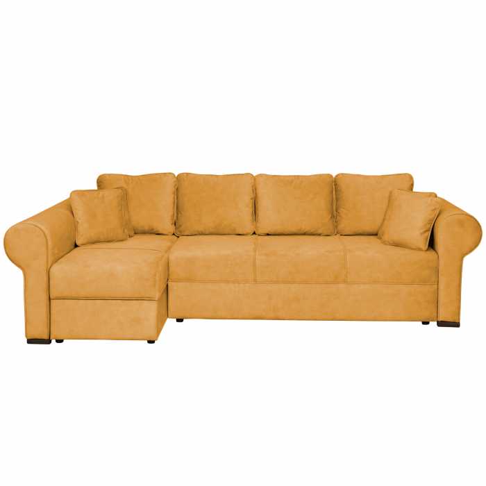 Coltar SEUL XL extensibil, cu arcuri si lada depozitare, colt dreapta, mustar, 290x145x95 cm