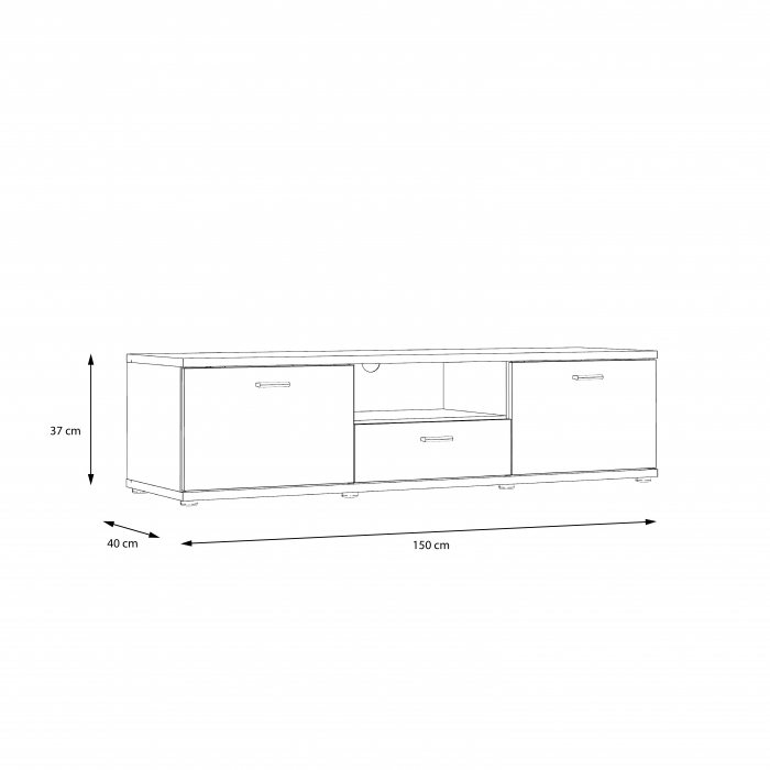 Comoda ZINA, 2 usi, 1 sertar, prun comano + negru, 150x42x39 cm - ExpoMob [6]