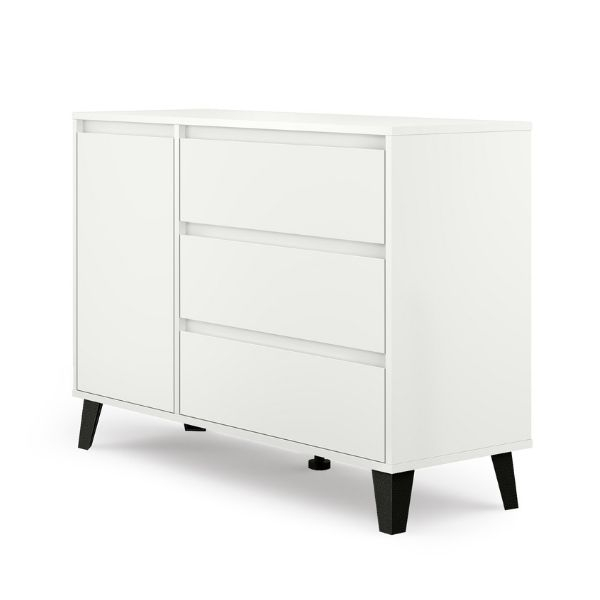Comoda BORG, 1 usa, 3 sertare, alb, 110x38,8x78,4 cm [4]