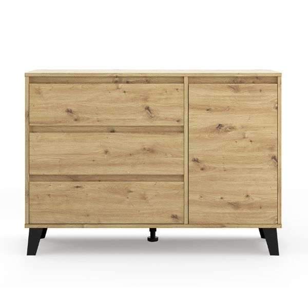 Comoda BORG, 1 usa si 3 sertare, stejar artisan, 110x38,8x78,4 cm [2]