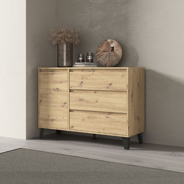 Comoda BORG, 1 usa si 3 sertare, stejar artisan, 110x38,8x78,4 cm [9]
