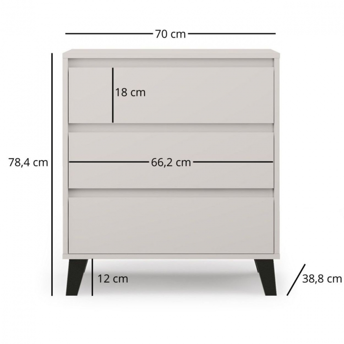 Comoda BORG, 3 sertare, casmir, 70x38,8x78,4 cm [4]