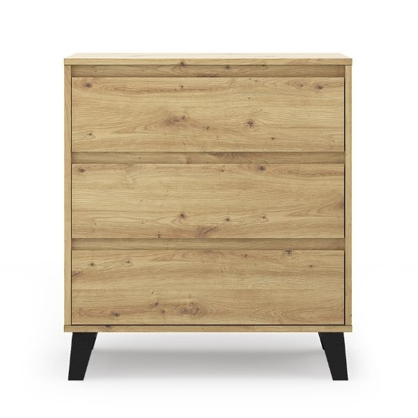 Comoda BORG, 3 sertare, stejar artisan, 70x38,8x78,4 cm