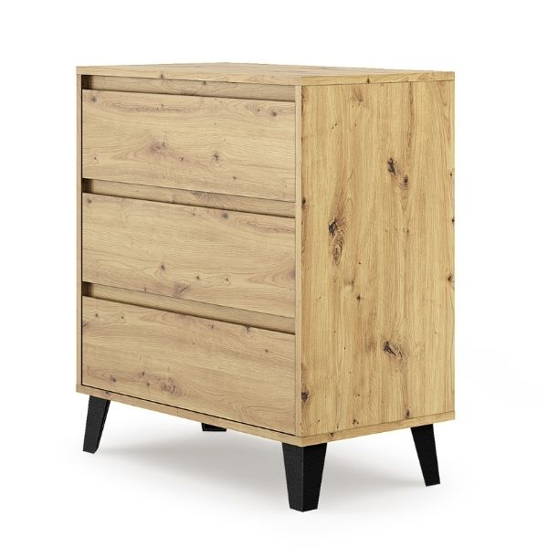 Comoda BORG, 3 sertare, stejar artisan, 70x38,8x78,4 cm [2]