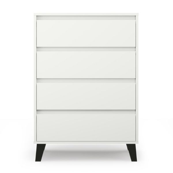 Comoda BORG, 4 sertare, alb, 70x38,8x99,4 cm