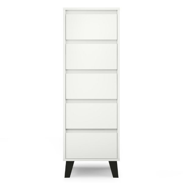 Comoda BORG, 5 sertare, alb, 40x38,8x120,4 cm