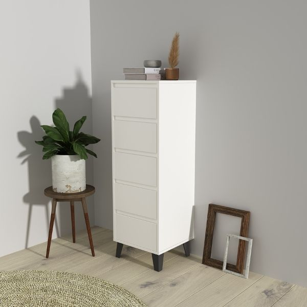 Comoda BORG, 5 sertare, alb, 40x38,8x120,4 cm [5]