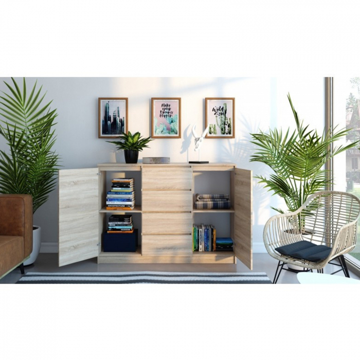 Comoda FLORA, 2 usi, 4 sertare, 120x40x97 cm - ExpoMob [2]