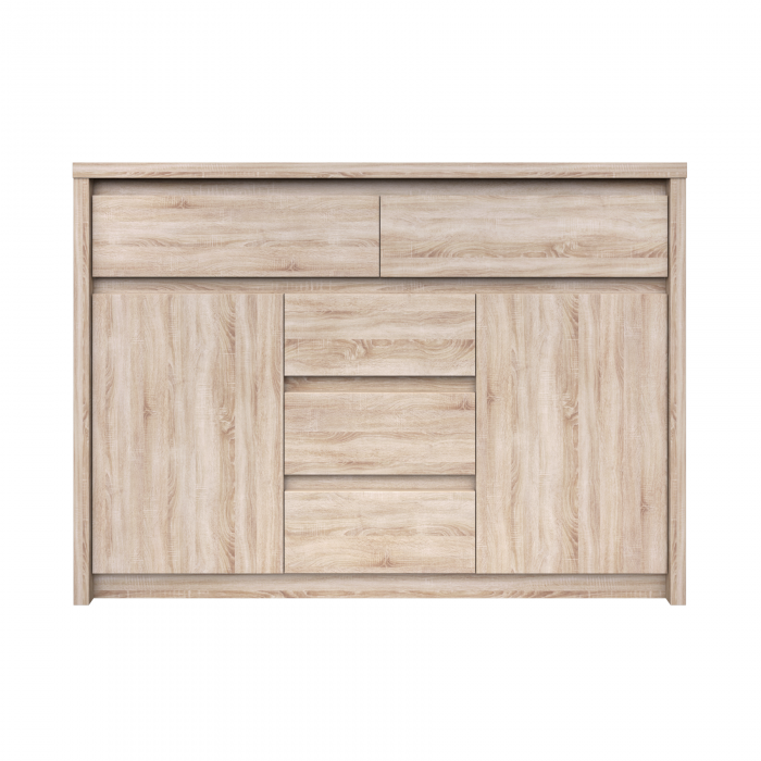 Comoda NORTON, 2 usi, 5 sertare, stejar sonoma, 127x40x92 cm