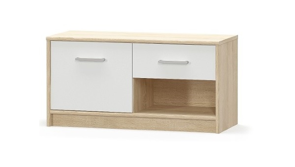 Comoda TIPS, 1 usa, 1 sertar, stejar sonoma + alb, 83,4x34,3x42,5 cm