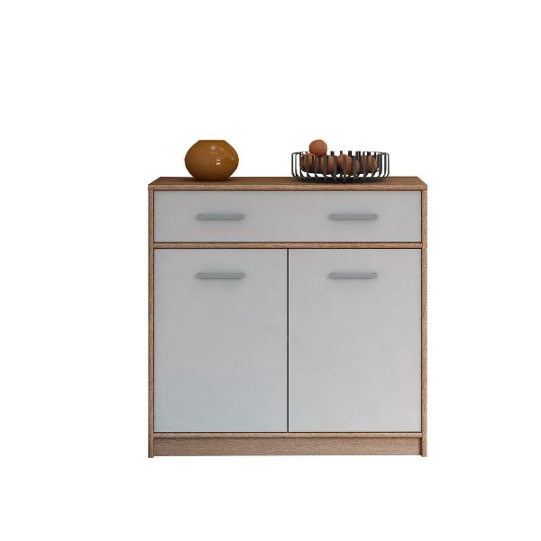 Comoda TIPS, 2 usi, 1 sertar, stejar sonoma + alb, 83,4x34,3x85,5 cm [2]