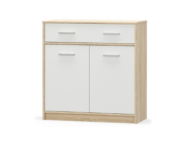 Comoda TIPS, 2 usi, 1 sertar, stejar sonoma + alb, 83,4x34,3x85,5 cm